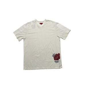 Vintage GUESS Floral Embroidered Cream Women’s Top / T-Shirt - size L